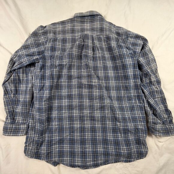 Vintage L.L. Bean Mens Tall Large Plaid Button Up Shirt Blue Cotton Long Sleeve - Picture 2 of 10